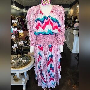 Colorful Maxi Dress with Ruffle Details